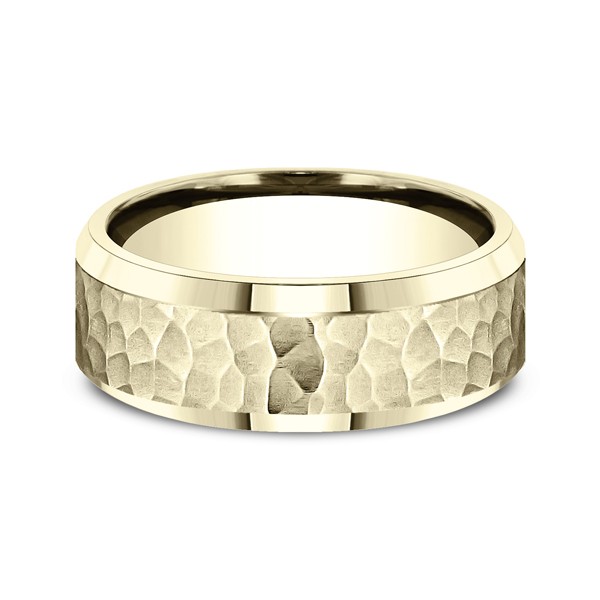 Comfort-Fit Design Wedding Ring, Hammer 7.5mm