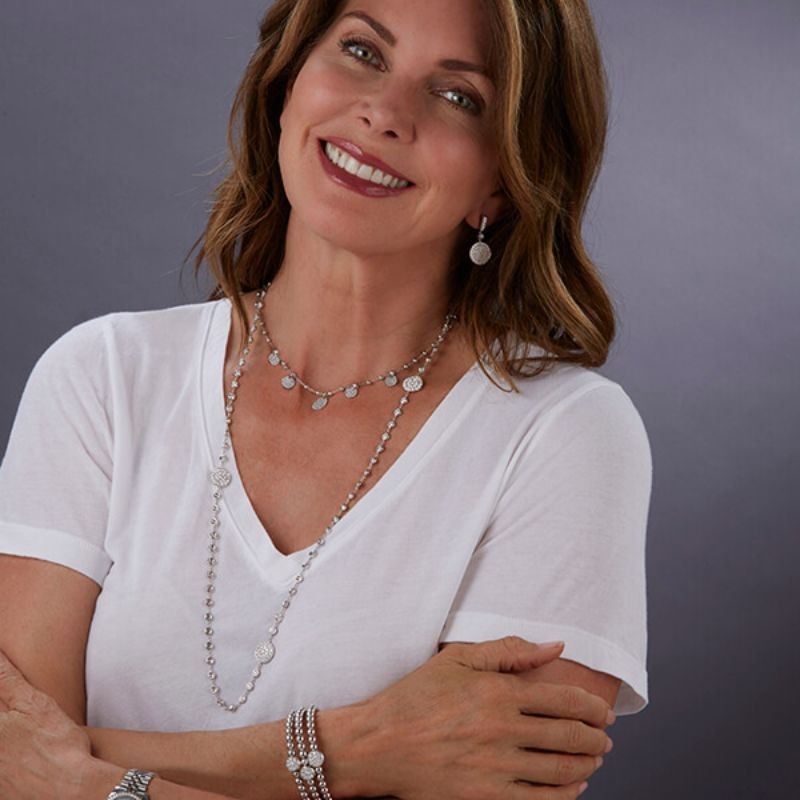 18K Pave Diamond Small Disc Necklace