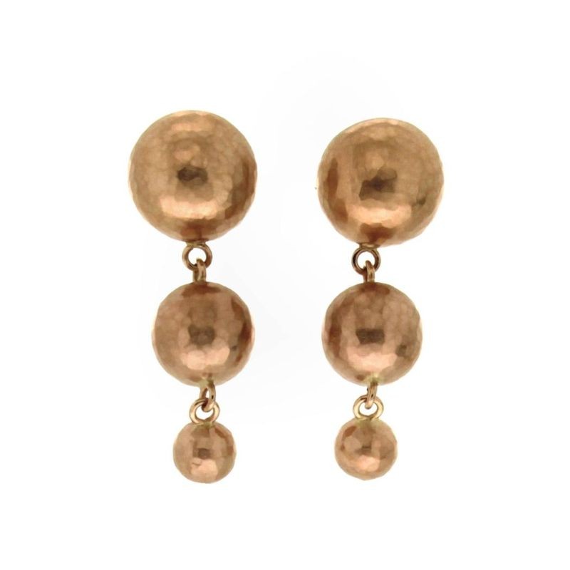 18K Hammered Gold Ball Dangle Earrings