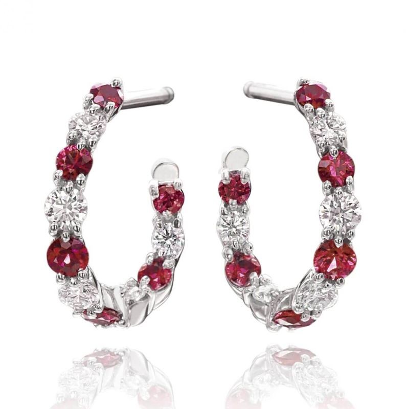 Gumuchian Pink Sapphire and Diamond Hoop Earrings