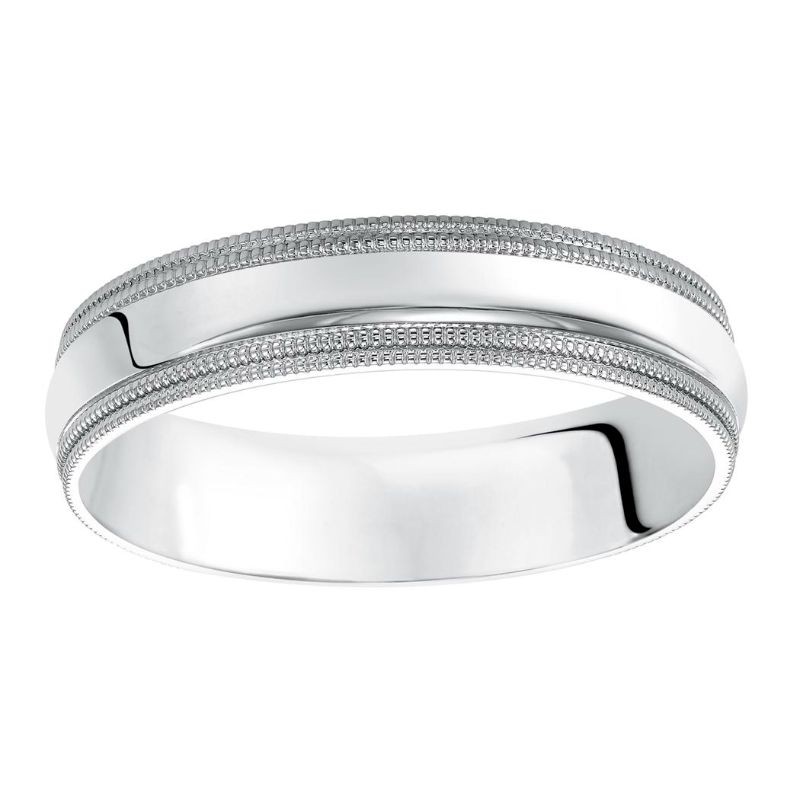 Platinum Wedding Band with Double Milgrain Edges