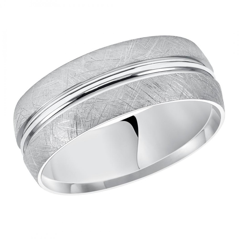 Platinum Textured Wide Wedding Band
