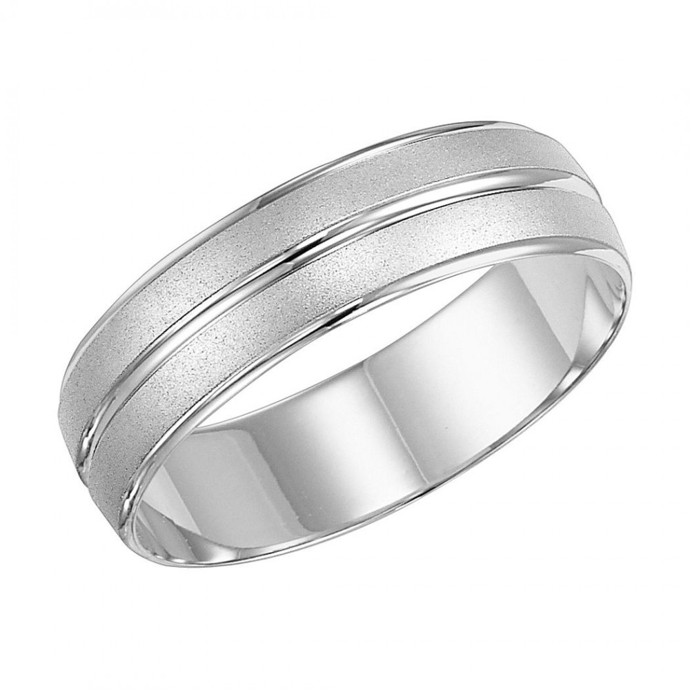White Gold Textured Wedding Band
