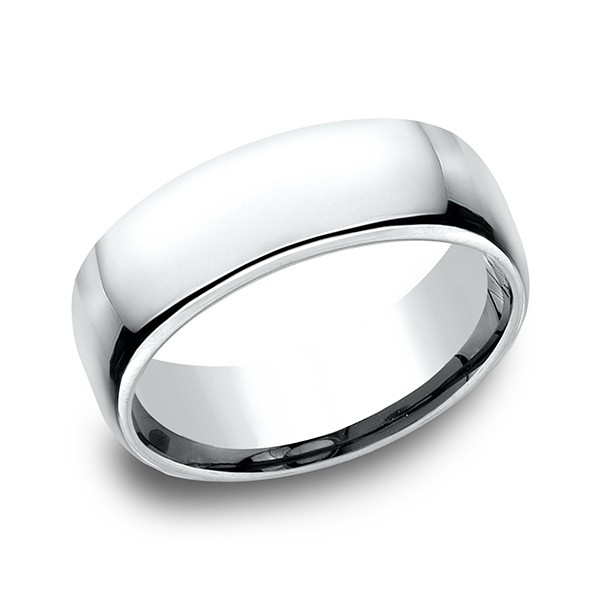 Mens Wedding Ring White Gold Flat Wedding Band Plain Matte Finish Ring 14K Rose Gold / 7.5