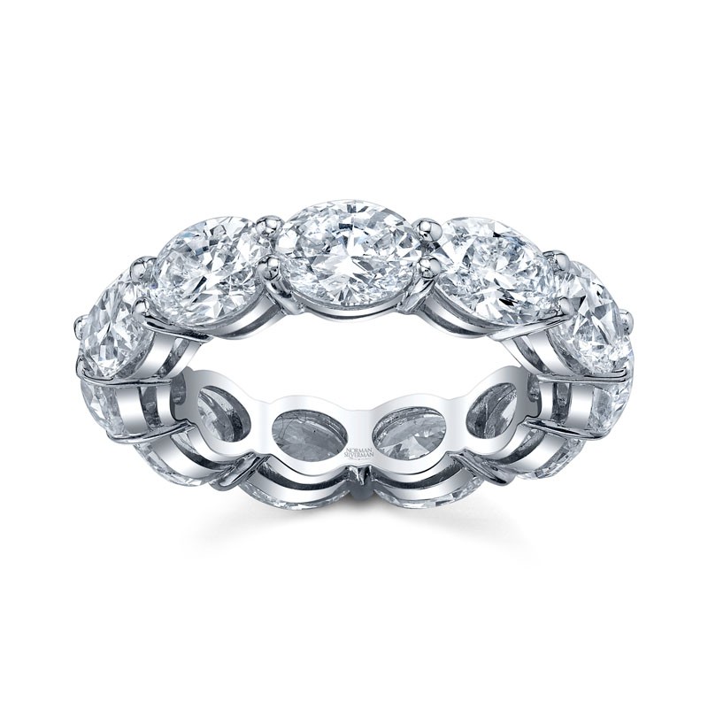 Platinum East West Oval Diamond Eternity Band