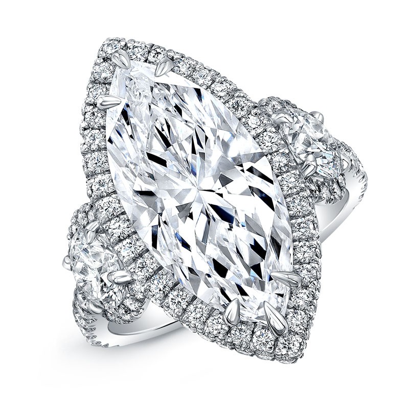 Marquise Diamond Halo Engagement Ring