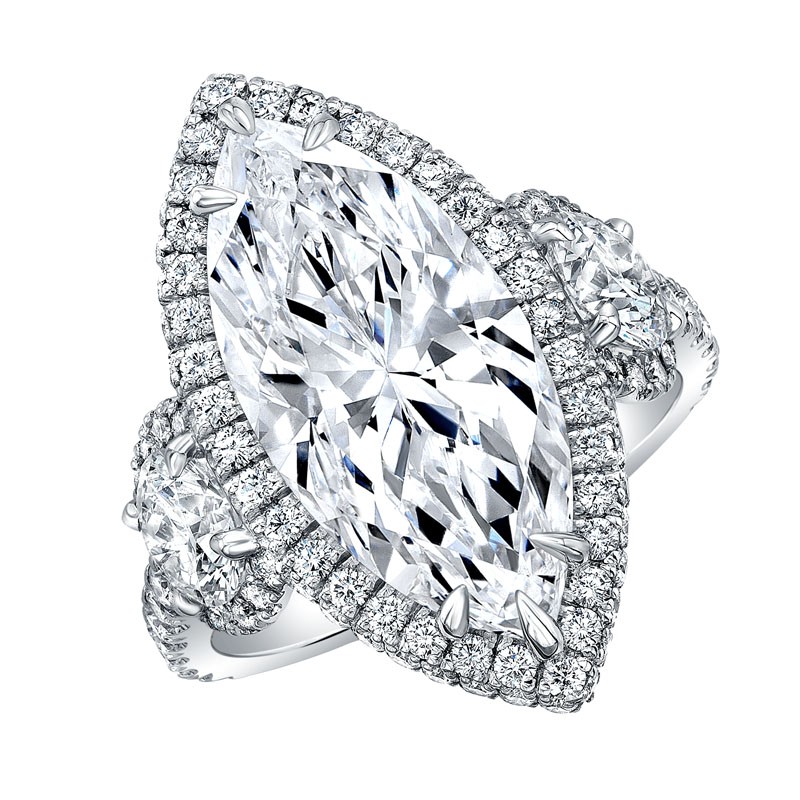 Marquise Diamond Halo Engagement Ring
