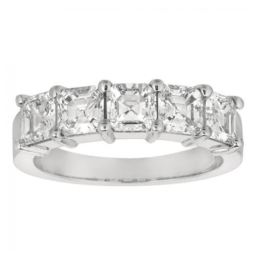 Gemlok© Platinum Asscher Diamond Band