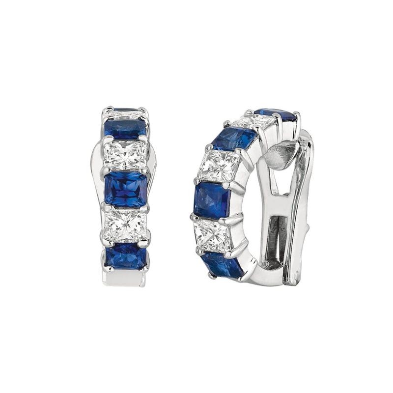 Gemlok© Platinum Ruby and Diamond Half-Hoop Earrings