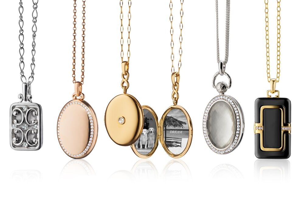 Rectangular White Ceramic 18K Locket