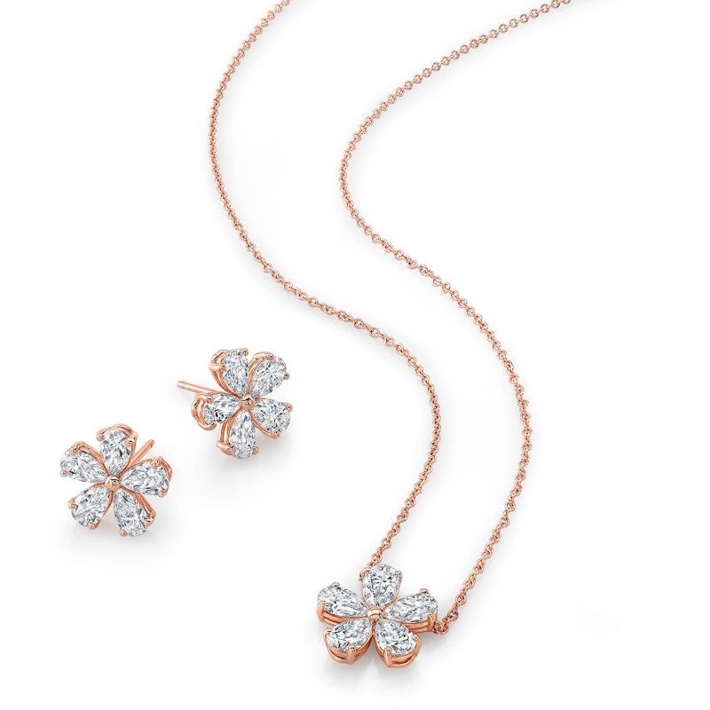 18K Diamond Flower Stud Earrings