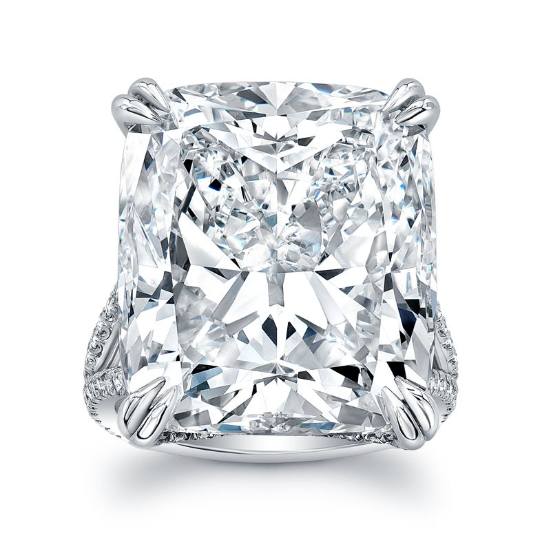 Platinum Cushion Cut Diamond Engagement Ring