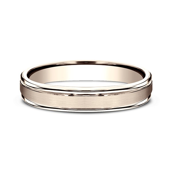Comfort-Fit Design Wedding Band, Satin 4mm