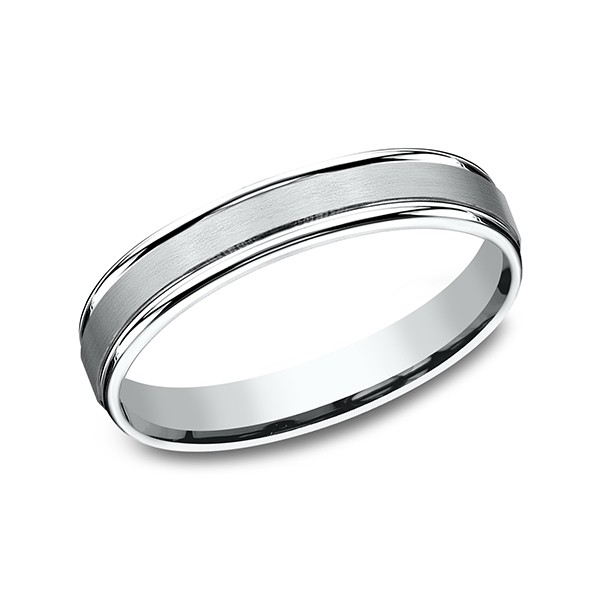 Comfort-Fit Design Wedding Band, Satin 4mm