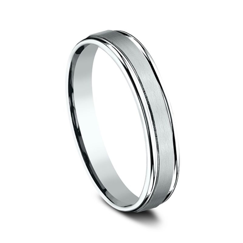 Comfort-Fit Design Wedding Band, Satin 4mm