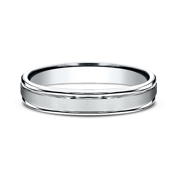Comfort-Fit Design Wedding Band, Satin 4mm