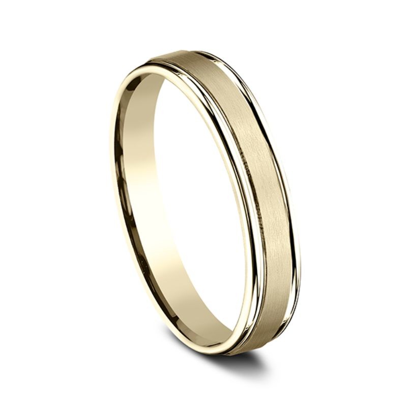 Comfort-Fit Design Wedding Band, Satin 4mm