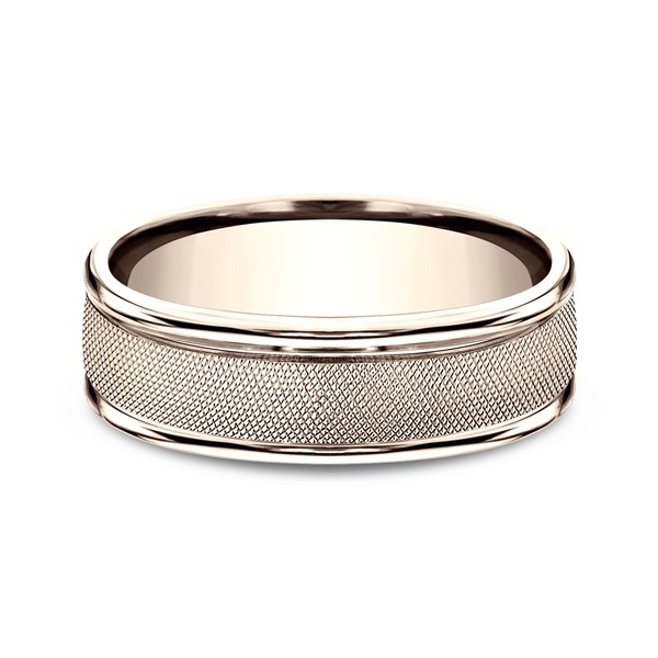 Comfort-Fit Design Wedding Ring, Florentine Finish