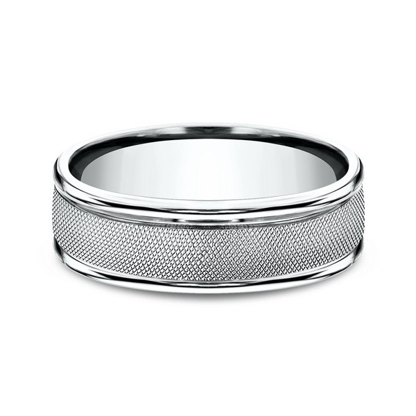 Comfort-Fit Design Wedding Ring, Florentine Finish