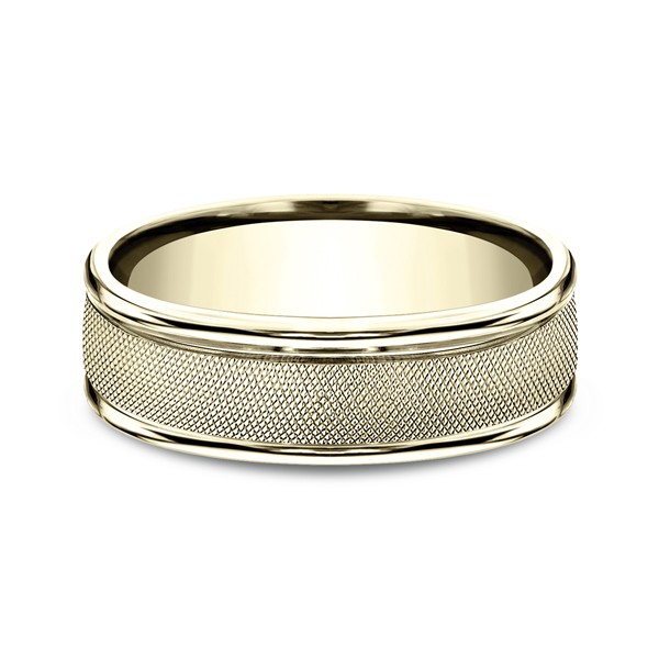 Comfort-Fit Design Wedding Ring, Florentine Finish