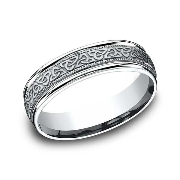 Comfort-Fit Design Wedding Band, Celtic Knot