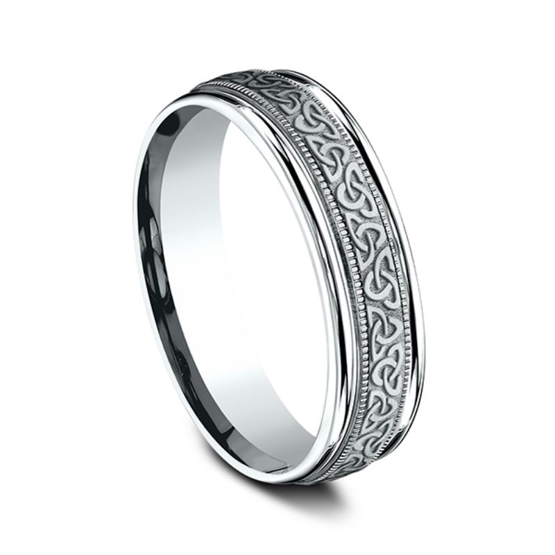 Comfort-Fit Design Wedding Band, Celtic Knot