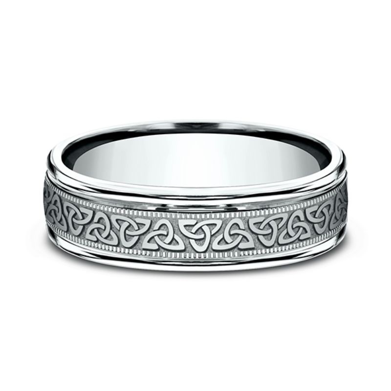 Comfort-Fit Design Wedding Band, Celtic Knot