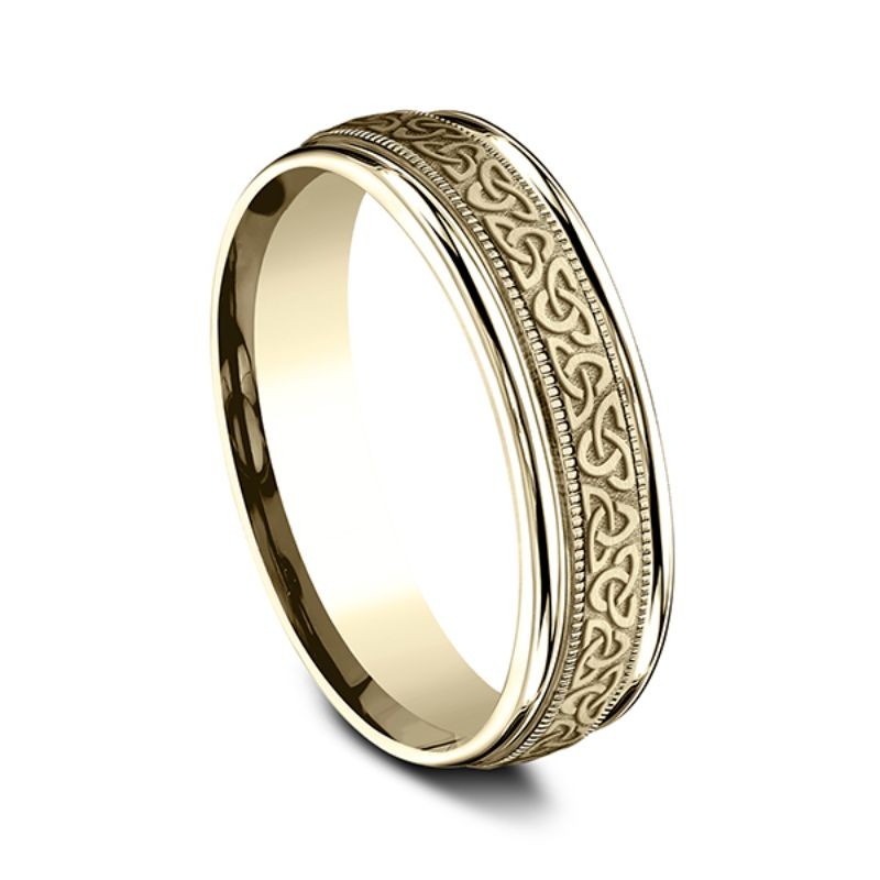 Comfort-Fit Design Wedding Band, Celtic Knot