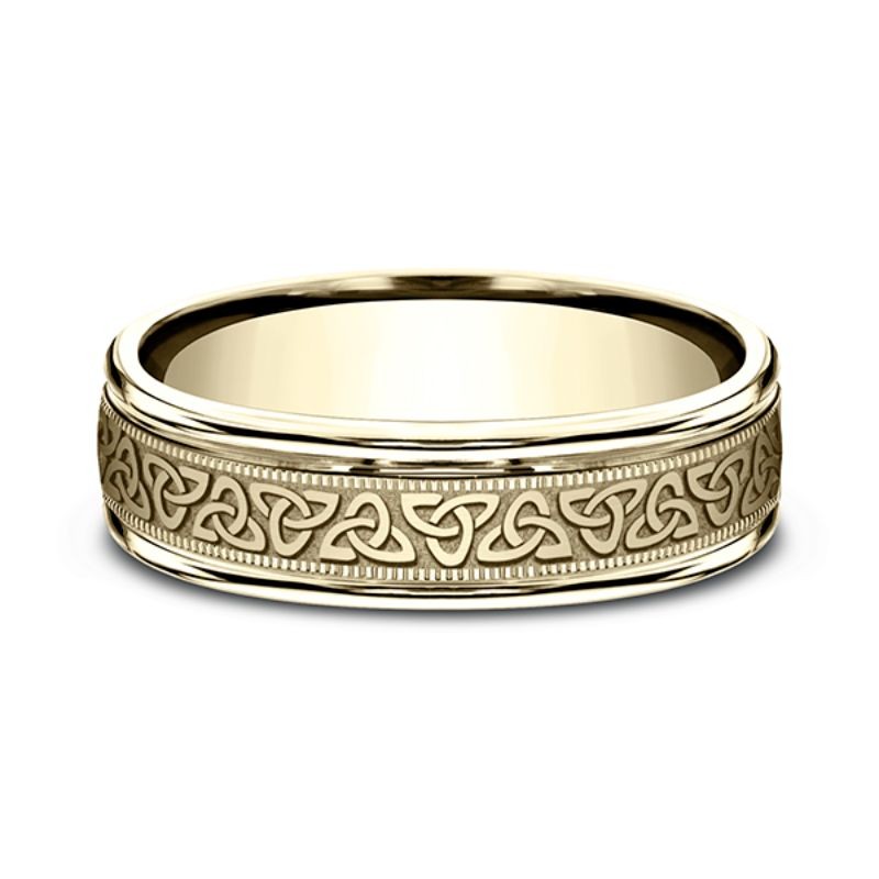 Comfort-Fit Design Wedding Band, Celtic Knot