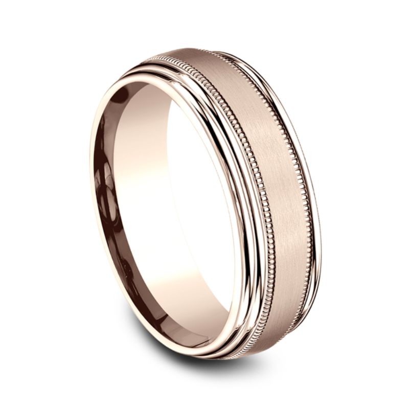 Comfort-Fit Design Wedding Ring, Milgrain 7.5mm