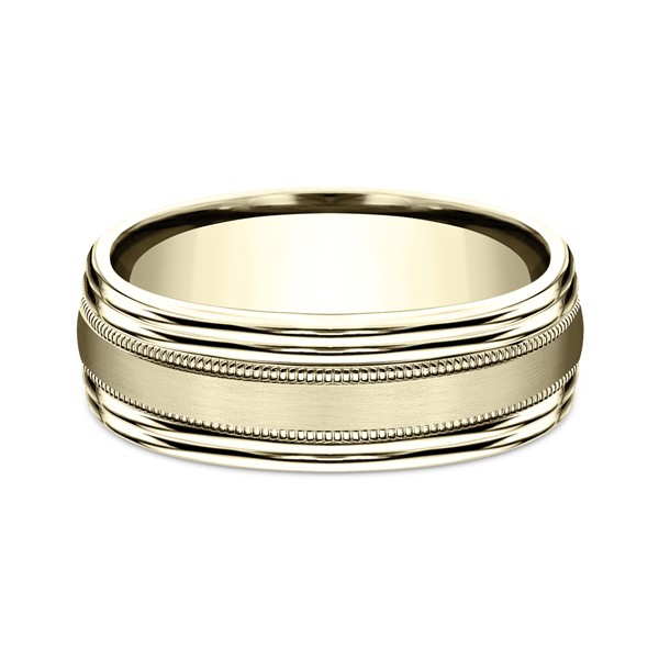 Comfort-Fit Design Wedding Ring, Milgrain 7.5mm