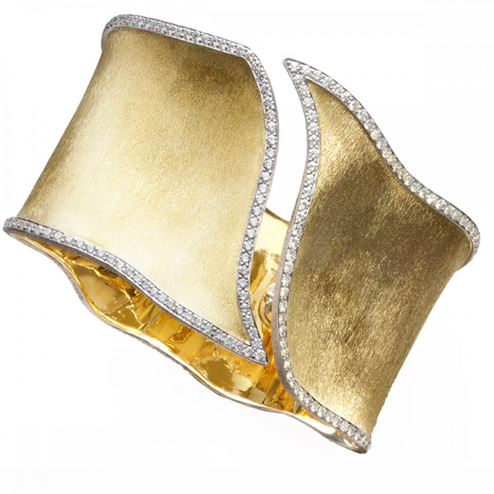 18K Gold Cuff With Diamonds