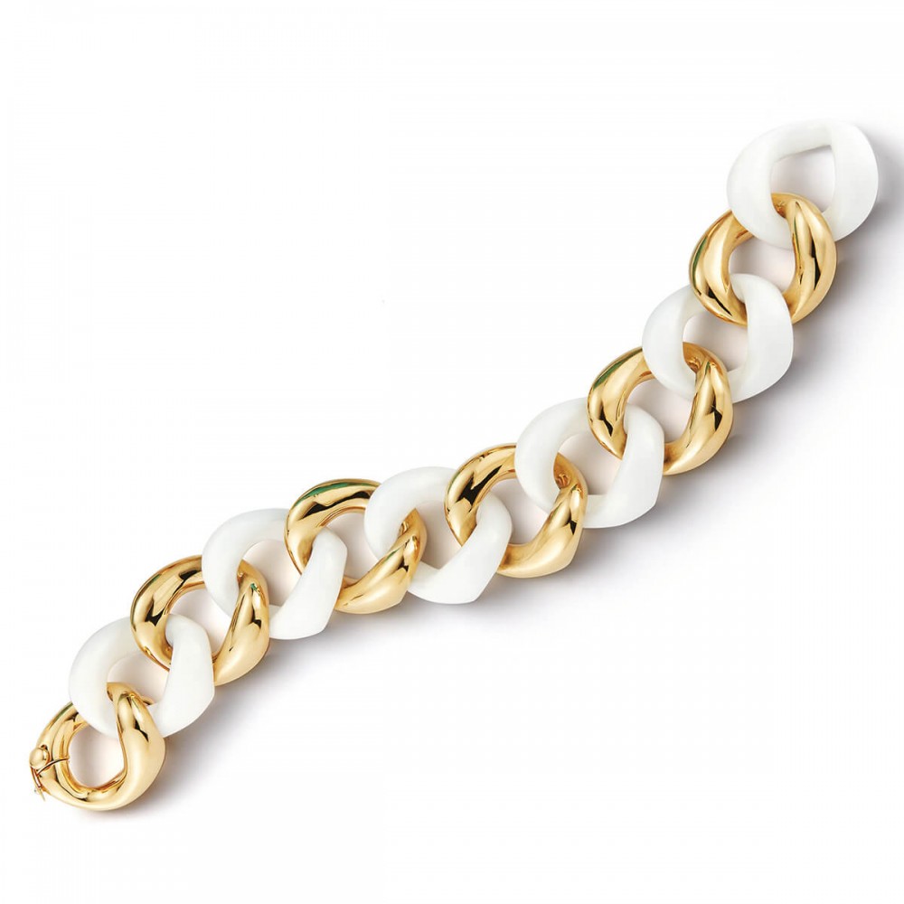 Seaman Schepps 18K & White Ceramic Link Bracelet