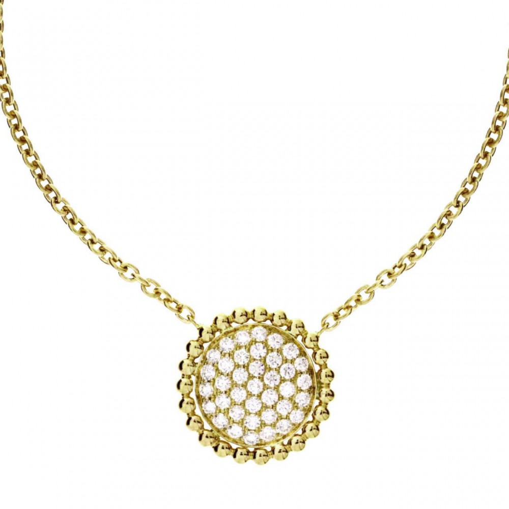 18K Round Pavé Diamond Pendant