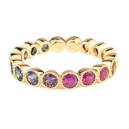 18K Rainbow Sapphire Eternity Band
