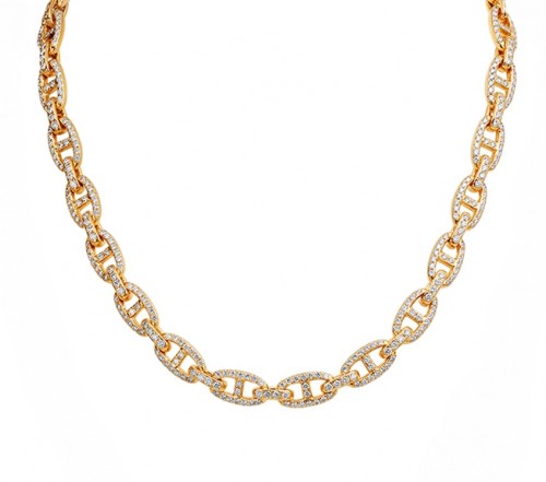 Yellow Gold Diamond Pavé Link Necklace
