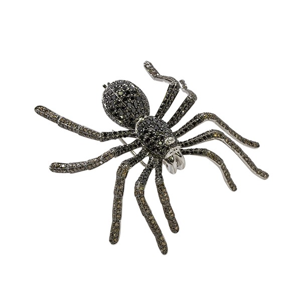 Gold Plated Diamante Spider Brooch