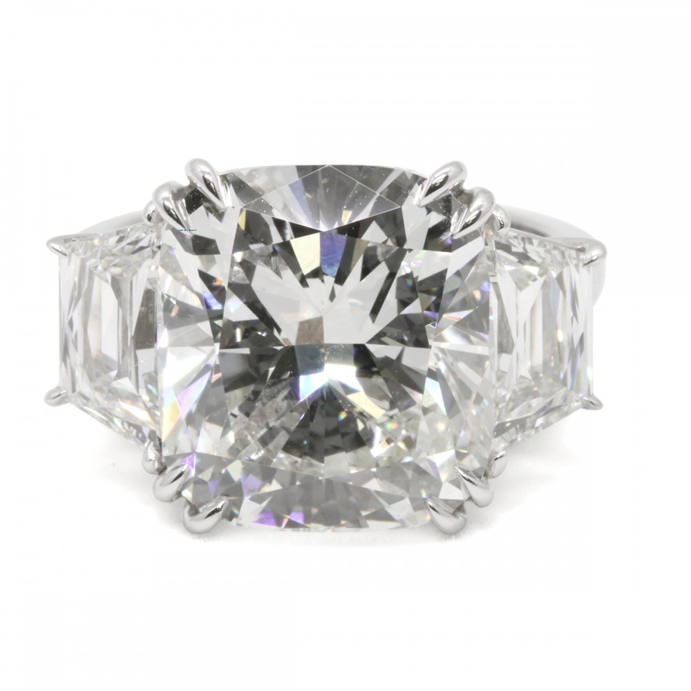 Platinum Cushion Cut Diamond Ring
