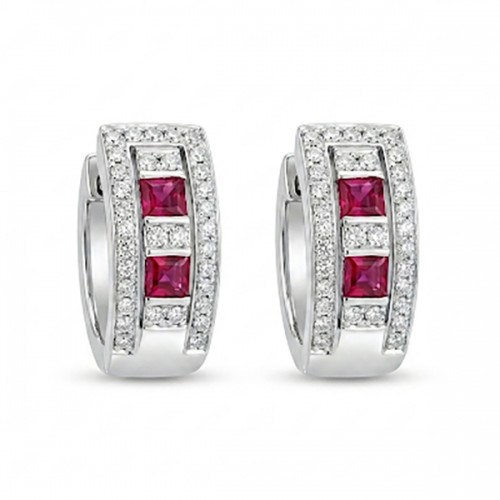 18K Damiani Ruby and Diamond Earrings
