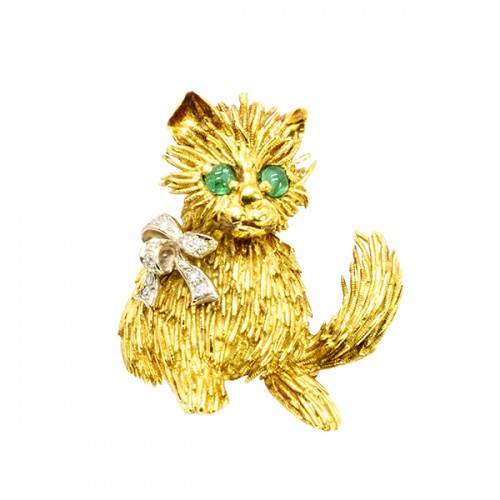 18K Cat Brooch