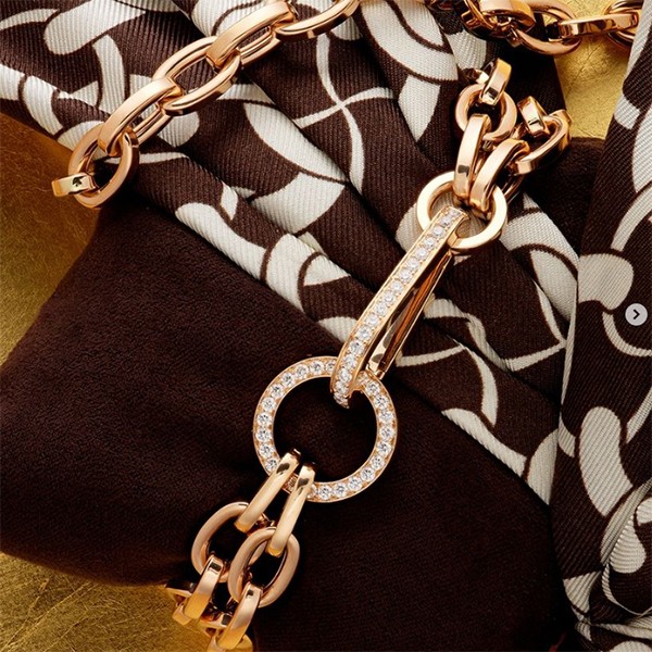 18K Double Row Diamond Clasp Link Bracelet