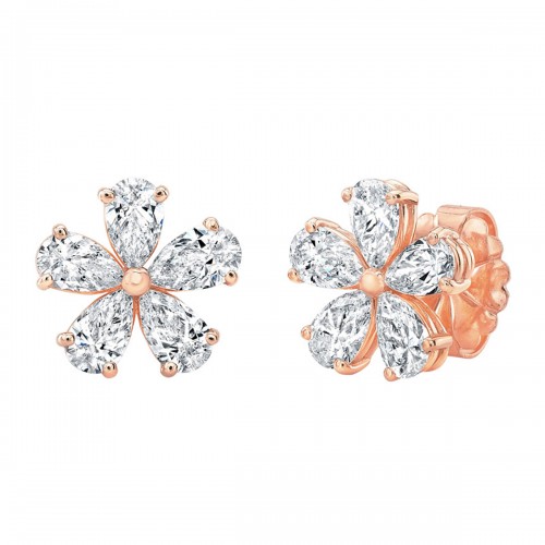 18K Diamond Flower Stud Earrings