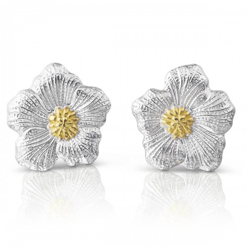 Buccellati Silver Blossom Gardenia Button Earrings
