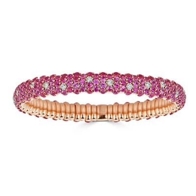 18K Pink Sapphire & Diamond Expandable Bracelet