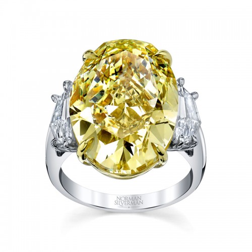 Platinum Oval Yellow Diamond Ring