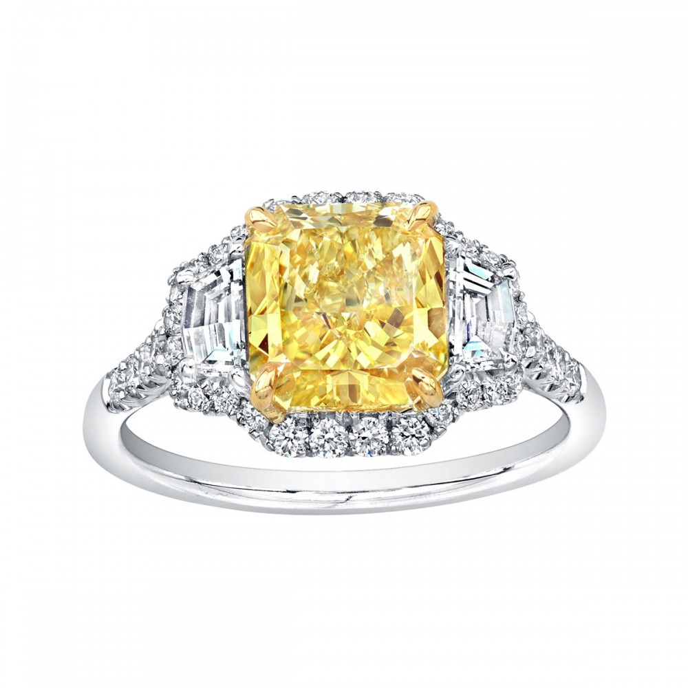 Platinum & 18K Fancy Yellow Diamond Ring