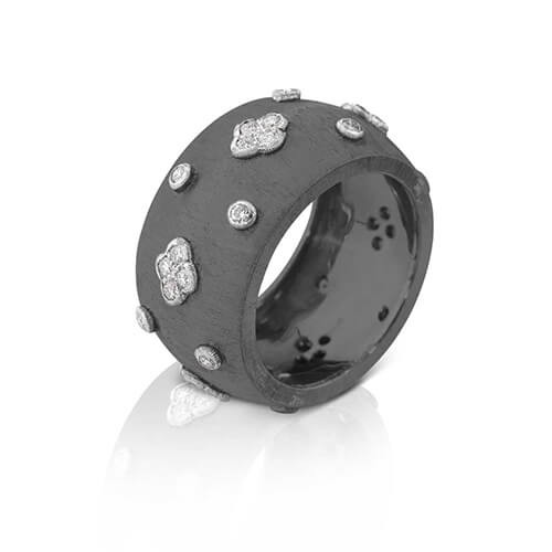 Buccellati Macri Black Rhodium Diamond Band Ring