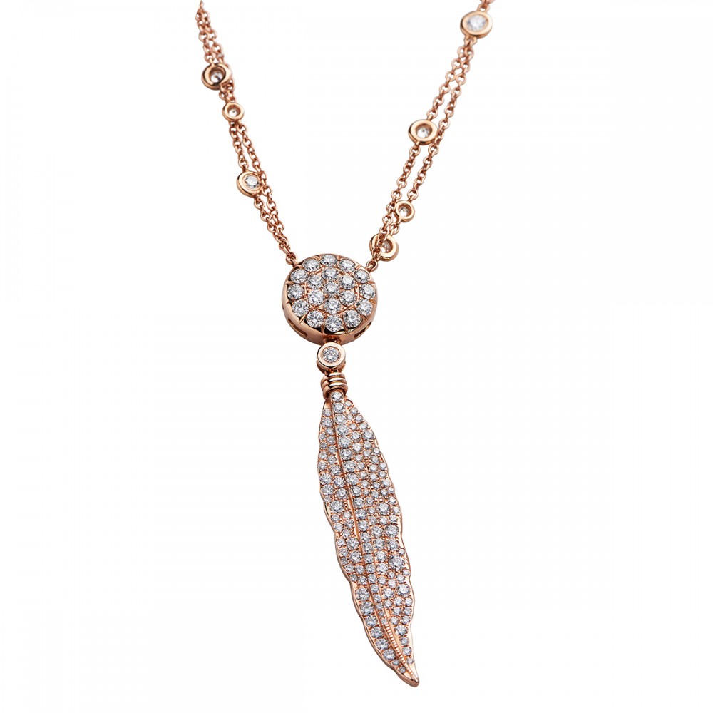 18K Diamond Feather Necklace