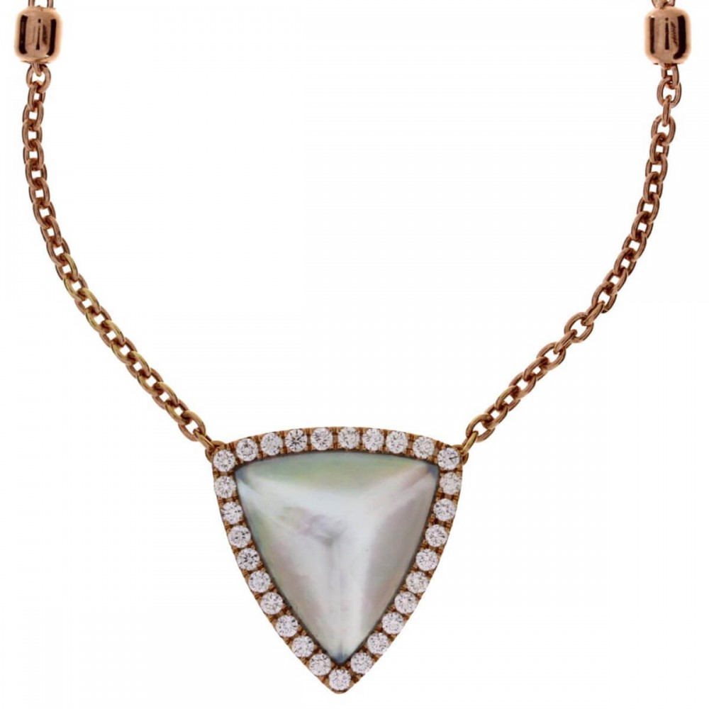 18K Blue Topaz Mother-of-Pearl Diamond Necklace