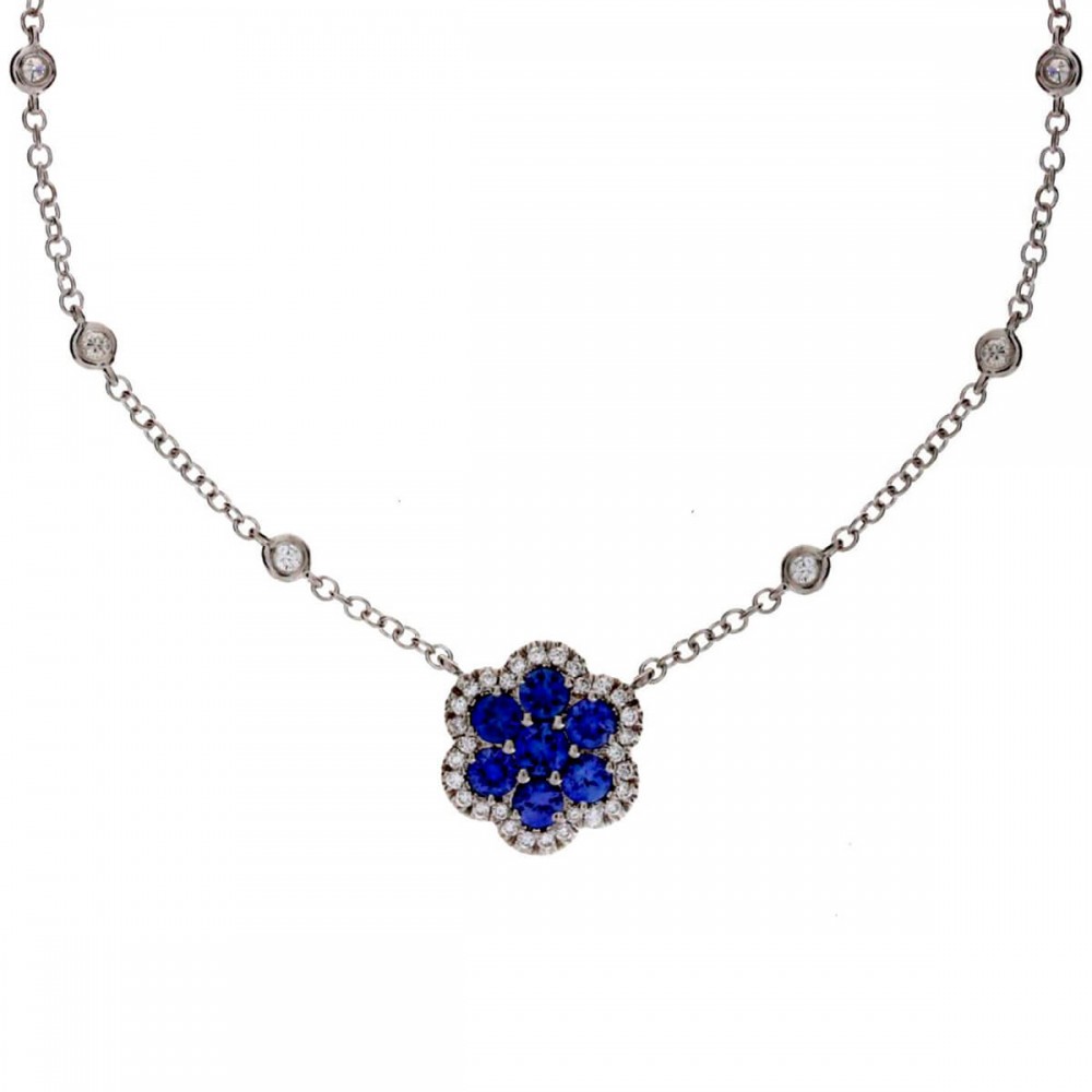 18K Sapphire and Diamond Pendant on D-B-Y Necklace